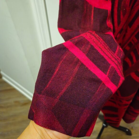 Chico’s Red Abstract Print  Extra Long Open Cardigan Size XL - Picture 3 of 9